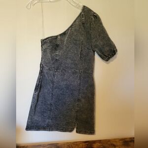Entro One-Shoulder Black Denim Dress Woman's Size Medium